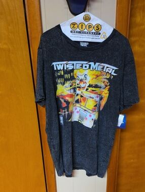 Twisted Metal Black Tee with Yellow & Red Clown Graphic